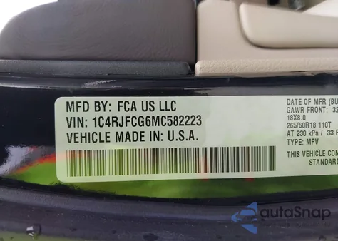 2021 Jeep Grand Cherokee Overland 4X4 from USA, damaged, VIN 1C4RJFCG6MC582223